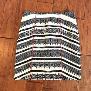 Anthropologie Black and White Skirt with Red Accents